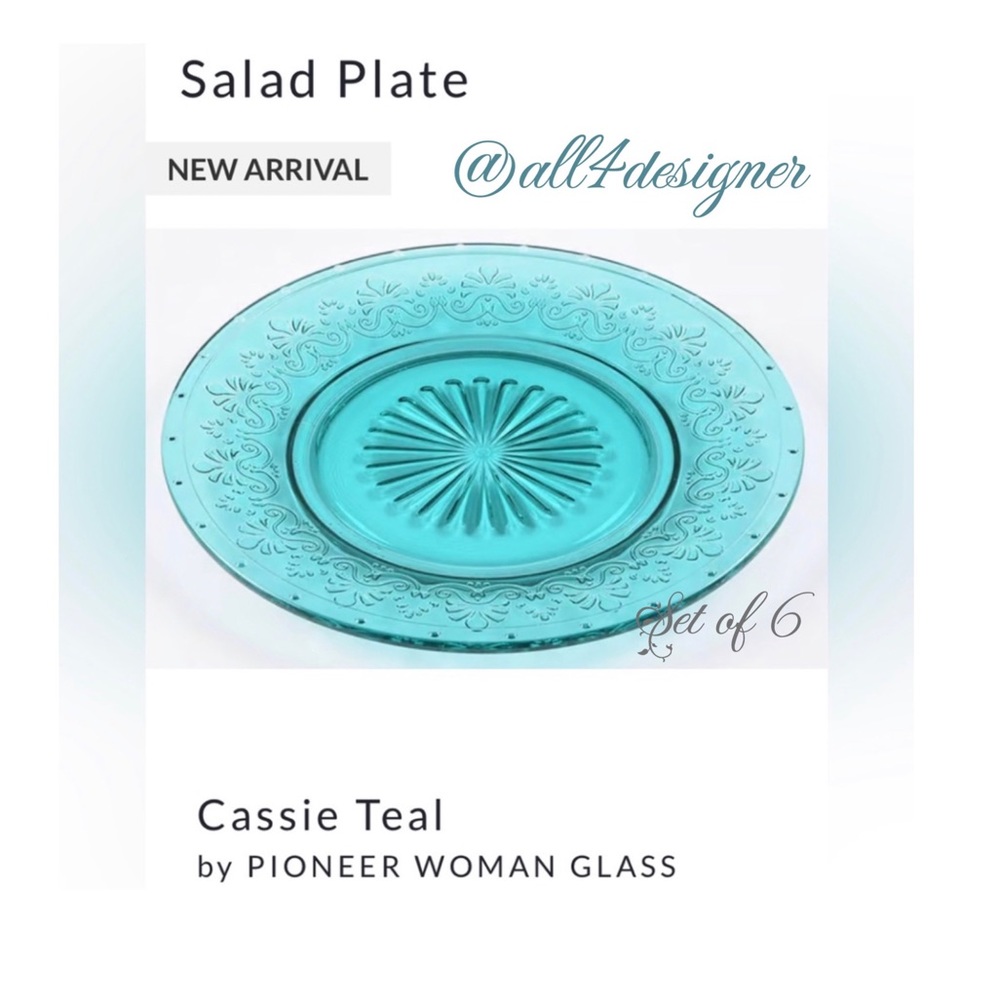 6 Salad Plates - Brand New The Pioneer Woman Cassie Glass Embossed Salad Plates